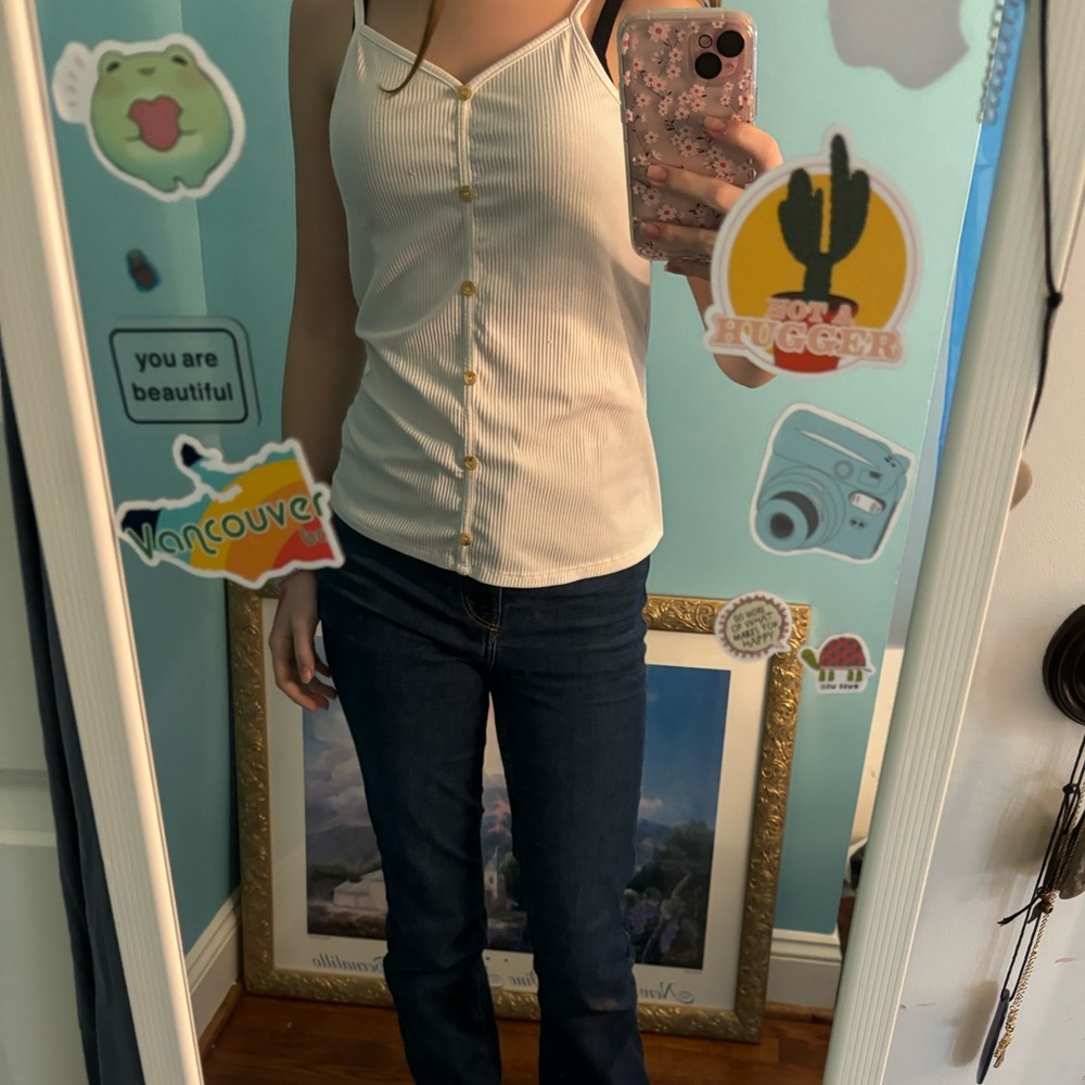 Ribbed button up tank top
